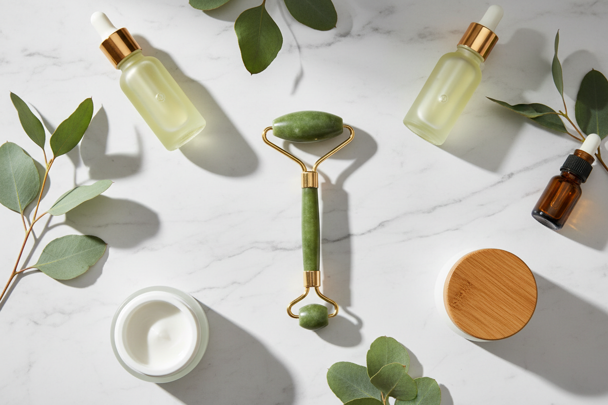 Jade Roller Flat Lay